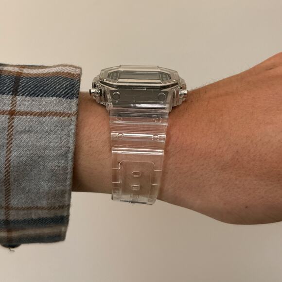 Y2K Clear Digital Quartz Watch with Black Accents Unisex 8.5" New - Picture 3 of 11